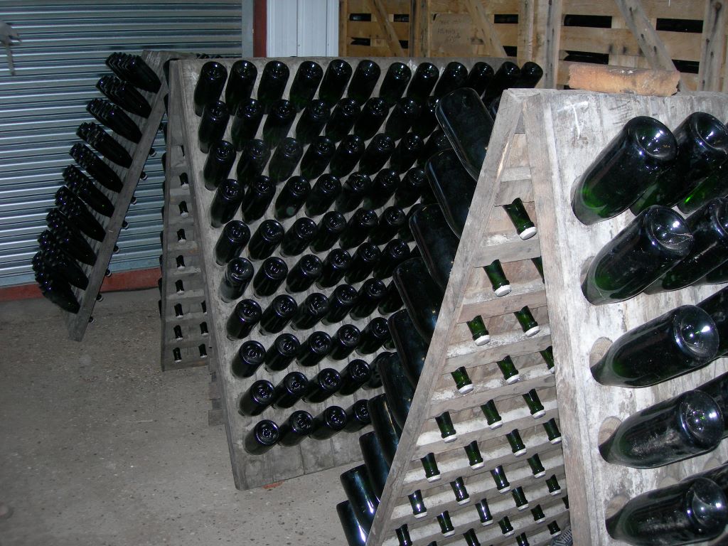 Bottles in the cellars at Meonhill Wines