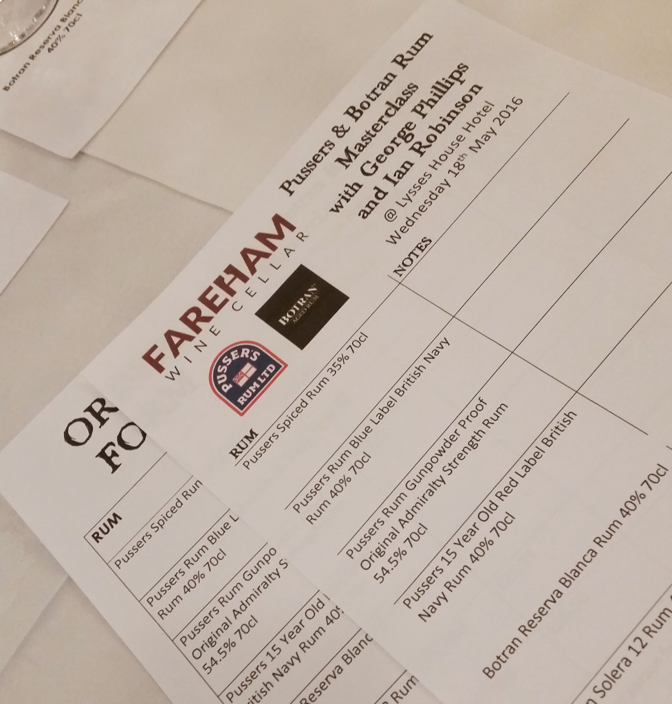 Pussers and Botran Rum Masterclass